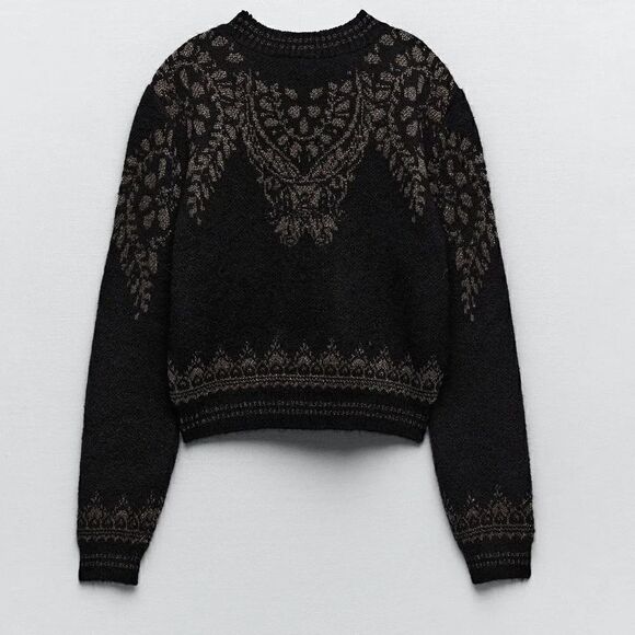 ZARA METALLIC THREAD JACQUARD KNIT SWEATER - Picture 10 of 11
